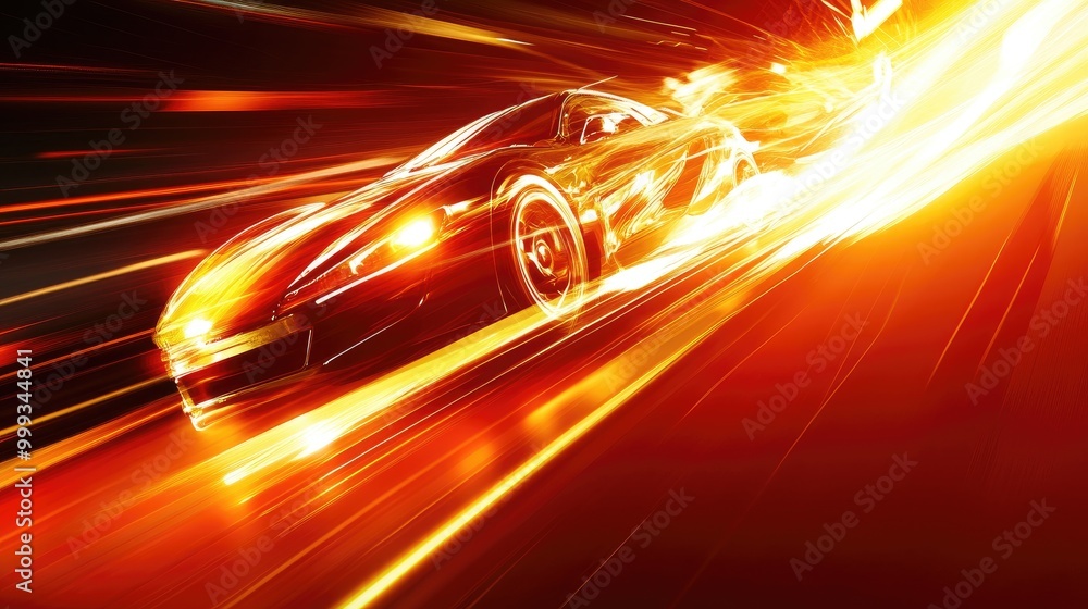 Poster dynamic abstract racing background with streaks of light, bold angular shapes, and motion blur, symb