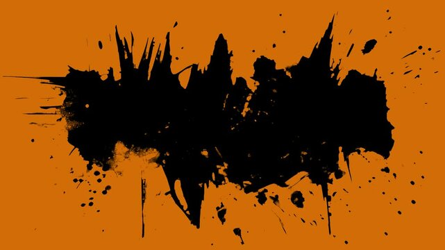 Animated in stop motion style black spot or blot of paint on a colored background