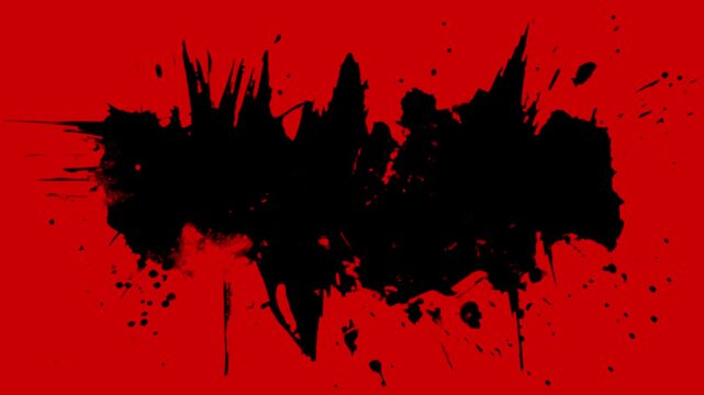 Animated in stop motion style black spot or blot of paint on a colored background