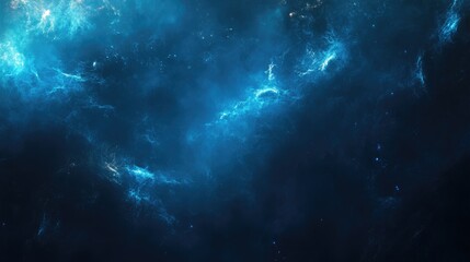 Stunning abstract mysterious background featuring misty fog, deep blue hues, and faint glowing orbs, evoking a sense of intrigue and mystery