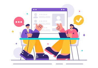 Recruitment Agency Vector Illustration featuring Managers Selecting Candidates Employee for Various Job Positions or Other Organizations