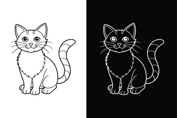 Cat icon from home animals collection. Simple line element Cat symbol. Cat icon black white background.