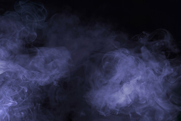 Abstract Dark Smoke Texture on Black Background with Swirling Vapor