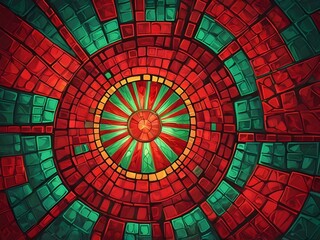 abstract neon glow mosaic pattern red and green. Christmas theme
