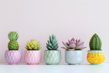 Succulent plants in concrete planters.