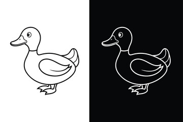 Duck line icon logo vector illustration design template. Duck icon black