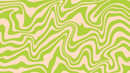 Aesthetic background of green wave lines on a beige background