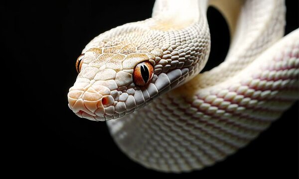snake reptile looking on black background