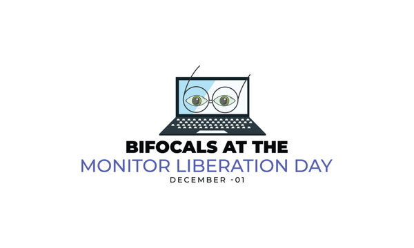 Bifocals at the monitor liberation day. background, banner, card, poster, template. Vector illustration.