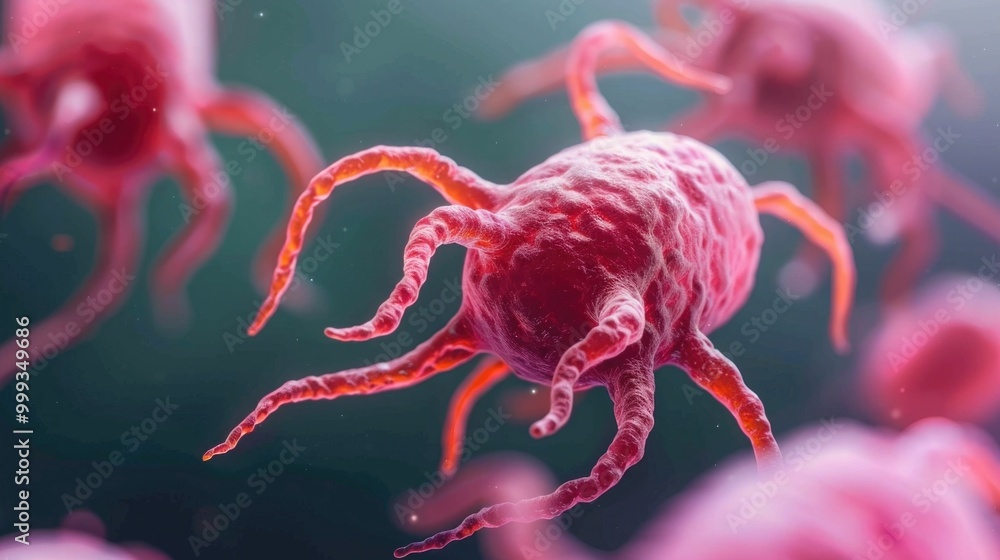 Poster microscopic view of parasites that can affect mental health and the nervous system with deep depth o