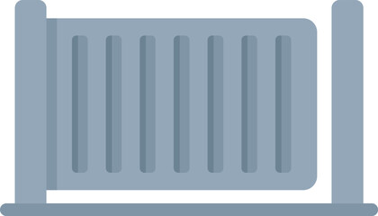 Gray metal gate with sliding door protecting entrance to private property