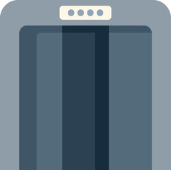 Closed elevator doors with buttons panel in business center or shopping mall