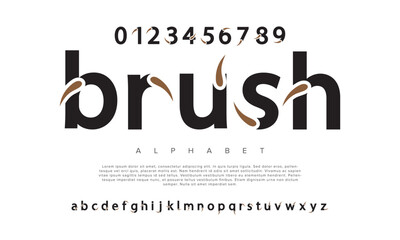 Brush creative modern geometric urban alphabet font. Digital abstract futuristic, game, techno, robot, music, logo, sport, minimal technology typography. Simple numeric vector illustration