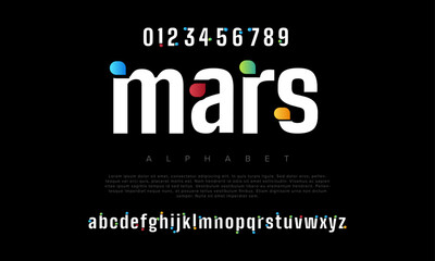Mars creative modern geometric urban alphabet font. Digital abstract futuristic, game, techno, robot, music, logo, sport, minimal technology typography. Simple numeric vector illustration