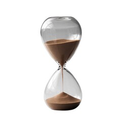 Classic Hourglass with Sand Flowing from Top to Bottom, Symbolizing the Passage of Time, Set Against a Clean White Background to Highlight the Hourglass