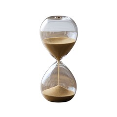 Classic Hourglass with Sand Flowing from Top to Bottom, Symbolizing the Passage of Time, Set Against a Clean White Background to Highlight the Hourglass