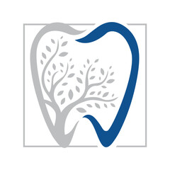 stylish dentist stomatology tree dental teeth logo design vector template