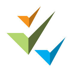 modertn triple check mark logo symbol design graphic