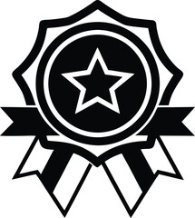 Best award badge monochrome clip art. vector illustration on black and white.