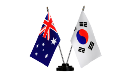 Miniature Flag Set: Australia and South Korea for Diplomatic Displays and Collectibles