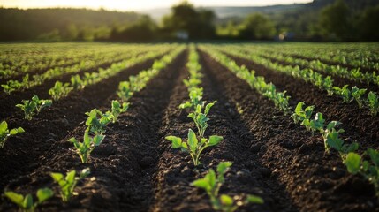 Obraz premium Capture farmers using organic methods to cultivate crops, highlighting sustainable agriculture and the importance of healthy soil. 