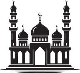 Beautiful mosque silhouette vector illustration isolated on a white background