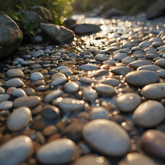 Obraz premium a river running through a rocky area with rocks