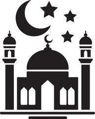Beautiful mosque silhouette vector illustration isolated on a white background