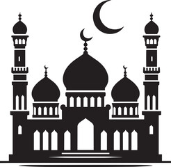 Beautiful mosque silhouette vector illustration isolated on a white background