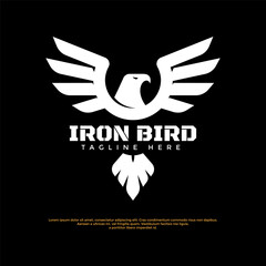 The majestic iron eagle logo in black and white