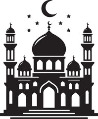 Beautiful mosque silhouette vector illustration isolated on a white background