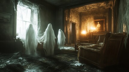Spectral Apparitions in a Haunted Mansion