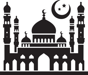 Beautiful mosque silhouette vector illustration isolated on a white background