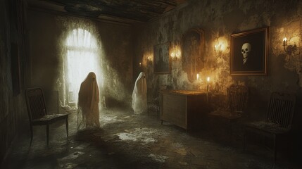 Two Ghosts In An Abandoned Haunted House