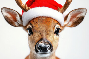 Cute Christmas Reindeer Isolated on White Backdrop