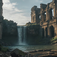 Fototapeta premium a waterfall in the middle of a large building