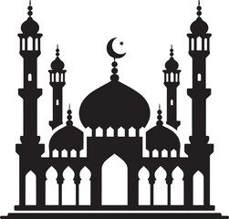 Beautiful mosque silhouette vector illustration isolated on a white background