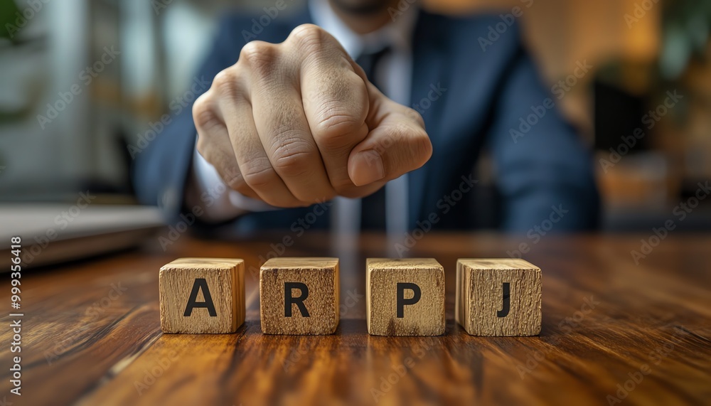 Poster Option to approve or reject on wooden blocks with businessman working in background Document approval , project assessment evaluation acceptance, and quality assurance