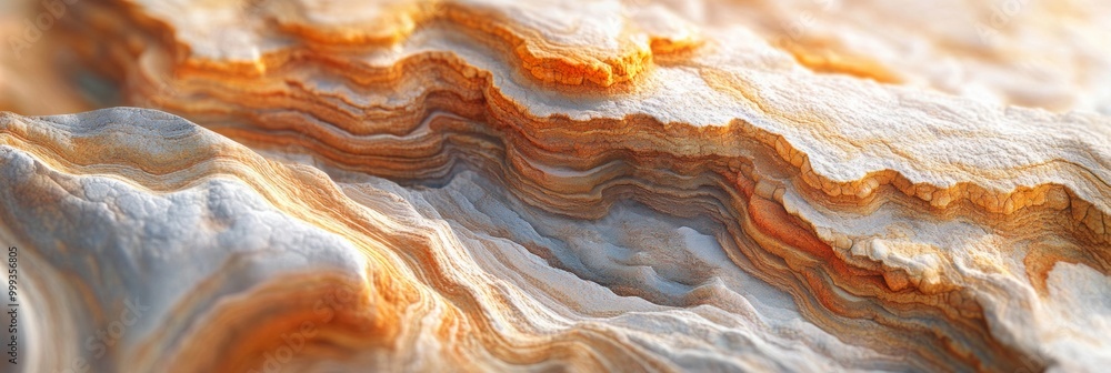 Poster intricate sandstone layers, close-up view showcasing detailed textures and patterns against a softly