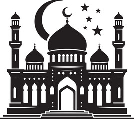 Beautiful mosque silhouette vector illustration isolated on a white background