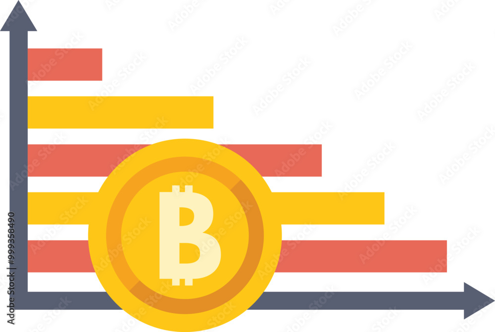 Poster graph with a downward trend representing the falling value of bitcoin cryptocurrency