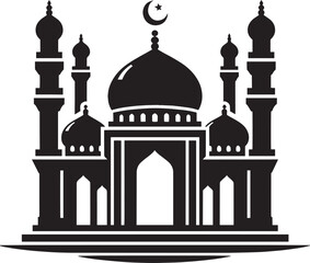 Beautiful mosque silhouette vector illustration isolated on a white background