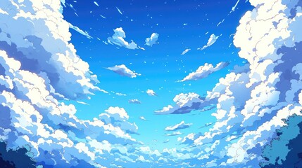 Obraz premium A Bright Blue Sky Filled with Fluffy White Clouds