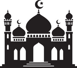 Beautiful mosque silhouette vector illustration isolated on a white background