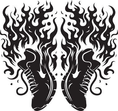 recommend clip art: Fiery Running Shoes silhouette simple vector black and white
