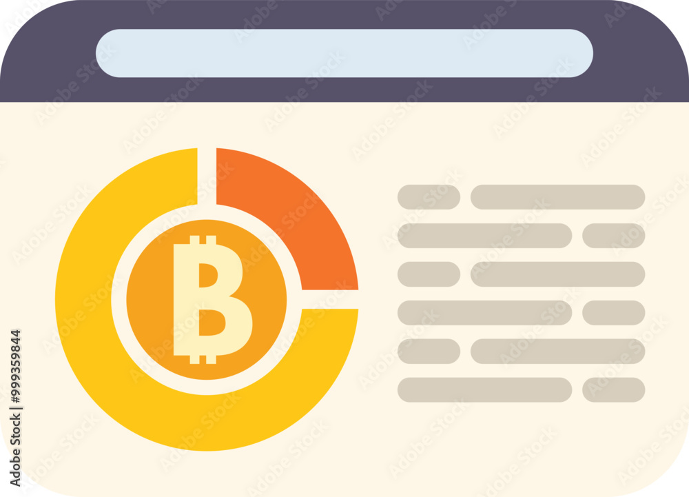 Poster website displaying bitcoin cryptocurrency market data with a chart and growing statistics