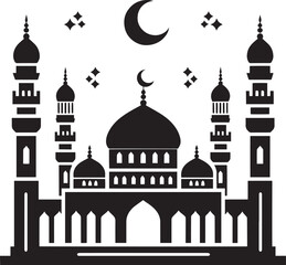 Beautiful mosque silhouette vector illustration isolated on a white background
