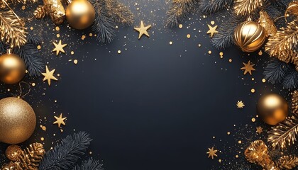 Celebration of happy New Year 2025 with a festive banner featuring golden fireworks and elegant decorations, holiday poster or backdrop for celebration