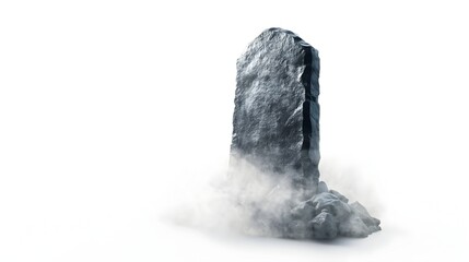 Crumbling Haunted Gravestone Emanating Otherworldly Mist in Empty Void