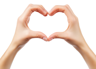 Woman hands showing heart gesture isolated on transparent background